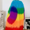 Contrast-color Plush Patchwork Coat Winter Lambswool Coat