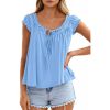 Lace-up Ruffle-Trimmed Shirt Summer New Style Fashionable Pleated Top