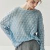 Cashmere Knit Sweater Womens Top With Hollow-out Feather Design